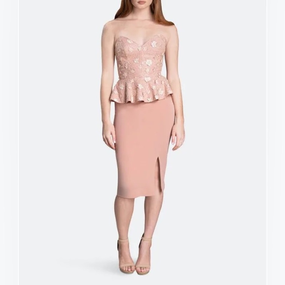 NWT Dress The Population Blush Arabella Sequin Peplum Mini Dress